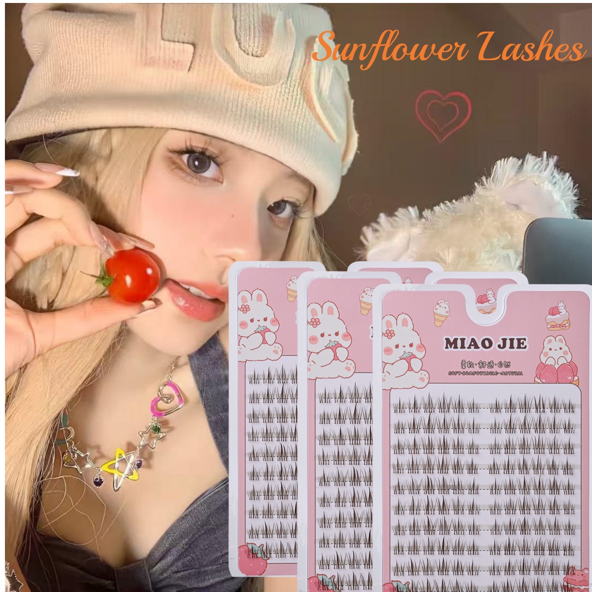 Eyelash Extension In Chinese - MIAOJIE 갈색 해바라기 가짜 속눈썹 검은