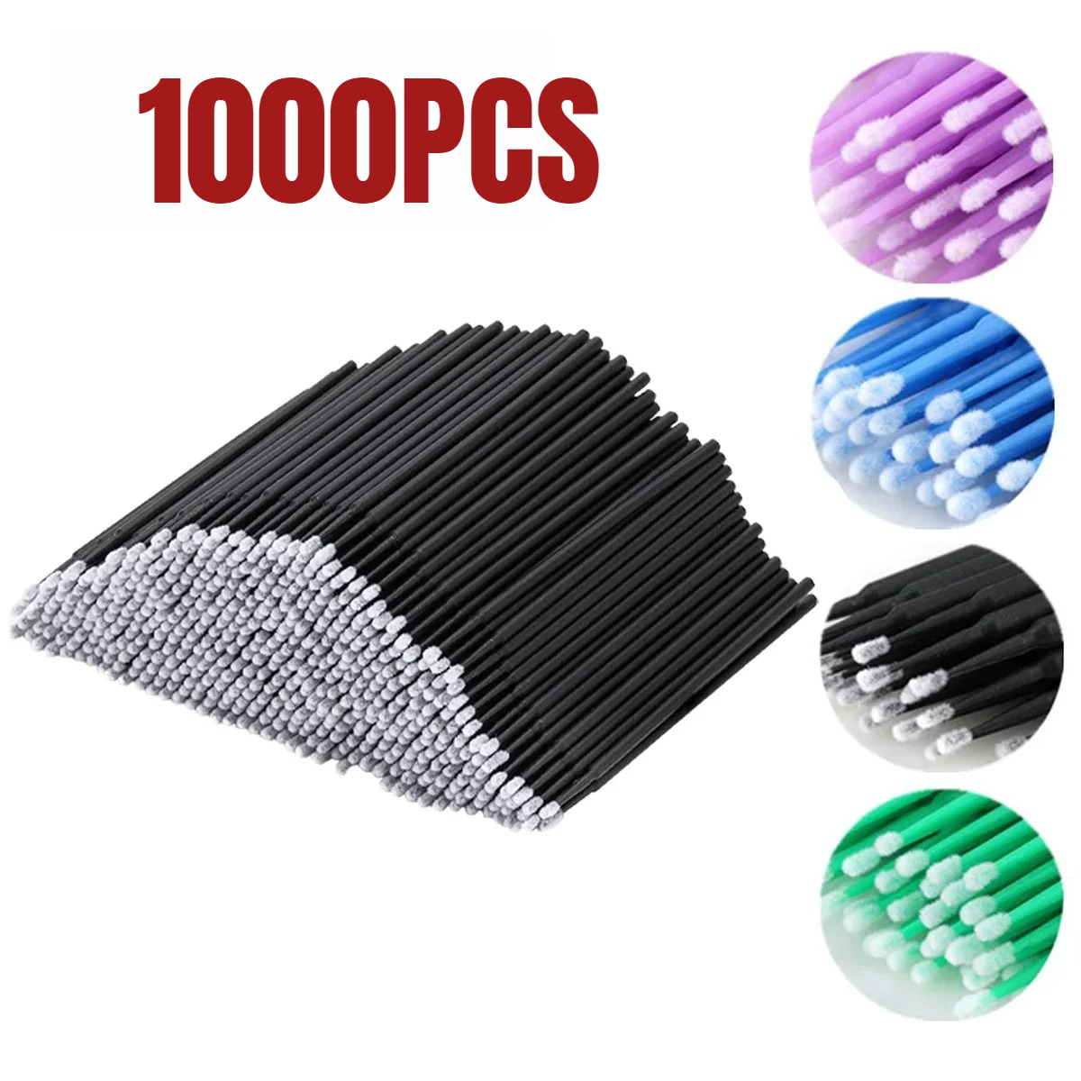 Eyelash Extension Removal - 1000/500PCS 속눈썹 청소 브러시 ​​매우 다채로운