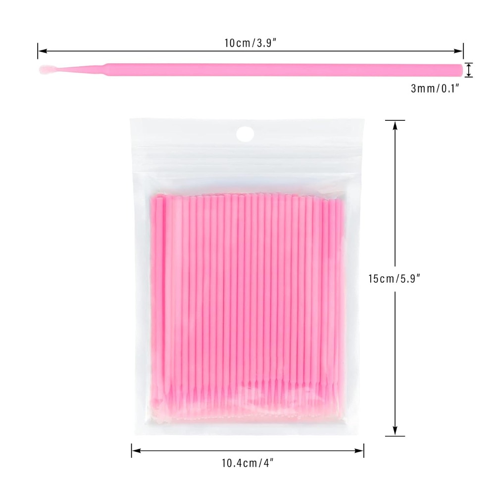 Eyelash Extension Removal - 500개입 일회용 마이크로 면봉, 구부릴 수